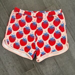 Hanna Andersson Red Blue Strawberry Print valentines 140 6 7 8 9 girls Shorts